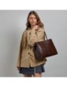 Borsa shopper in pelle The Bridge Mirra – Moka/Oro