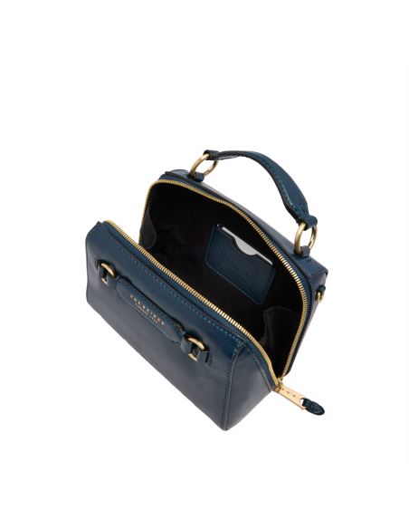 Borsa a mano piccola in pelle con tracolla The Bridge Laura – Notte/Oro - foto 4