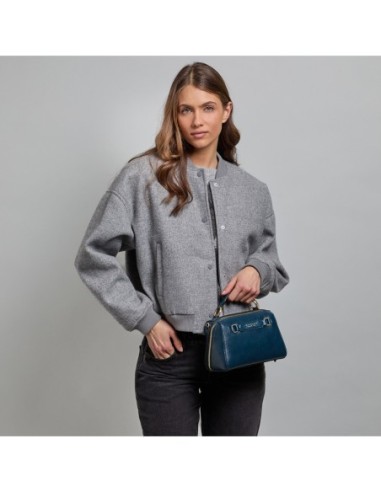 Borsa a mano piccola in pelle con tracolla The Bridge Laura – Notte/Oro - foto 5