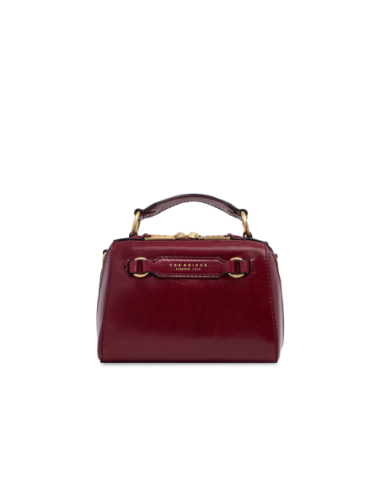 Borsa a mano piccola in pelle con tracolla The Bridge Laura – Barolo/Oro - foto 1