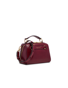 Borsa a mano piccola in pelle con tracolla The Bridge Laura – Barolo/Oro - foto 1 2