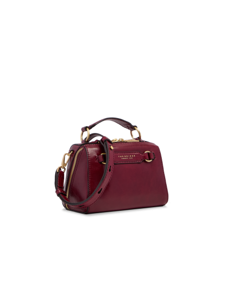 Borsa a mano piccola in pelle con tracolla The Bridge Laura – Barolo/Oro - foto 2