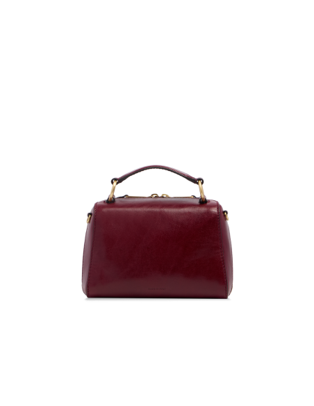 Borsa a mano piccola in pelle con tracolla The Bridge Laura – Barolo/Oro - foto 3