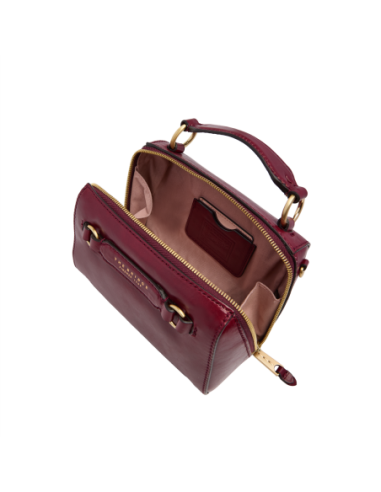 Borsa a mano piccola in pelle con tracolla The Bridge Laura – Barolo/Oro - foto 4
