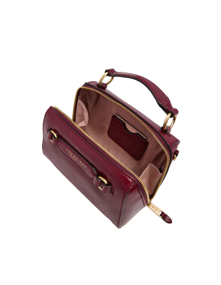 Borsa a mano piccola in pelle con tracolla The Bridge Laura – Barolo/Oro - foto 4
