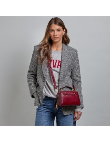 Borsa a mano piccola in pelle con tracolla The Bridge Laura – Barolo/Oro - foto 6