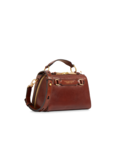 Borsa a mano piccola in pelle con tracolla The Bridge Laura – Marrone/Oro - foto 1 2
