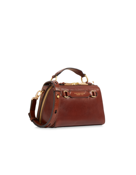 Borsa a mano piccola in pelle con tracolla The Bridge Laura – Marrone/Oro - foto 2