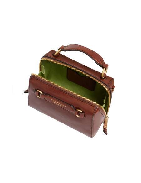 Borsa a mano piccola in pelle con tracolla The Bridge Laura – Marrone/Oro - foto 4