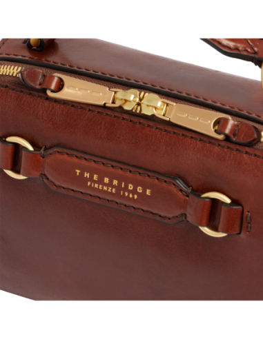 Borsa a mano piccola in pelle con tracolla The Bridge Laura – Marrone/Oro - foto 5