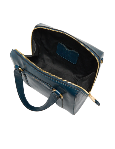 Borsa a mano media in pelle con zip e tracolla The Bridge Laura – Notte/Oro - foto 4