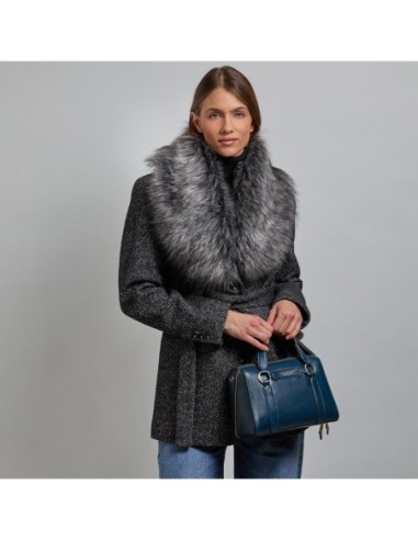 Borsa a mano media in pelle con zip e tracolla The Bridge Laura – Notte/Oro - foto 5