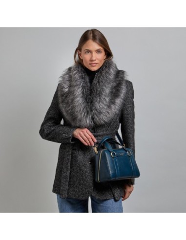 Borsa a mano media in pelle con zip e tracolla The Bridge Laura – Notte/Oro - foto 6