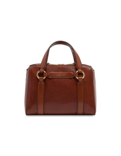 Borsa a mano media in pelle con zip e tracolla The Bridge Laura – Marrone/Oro - foto 1