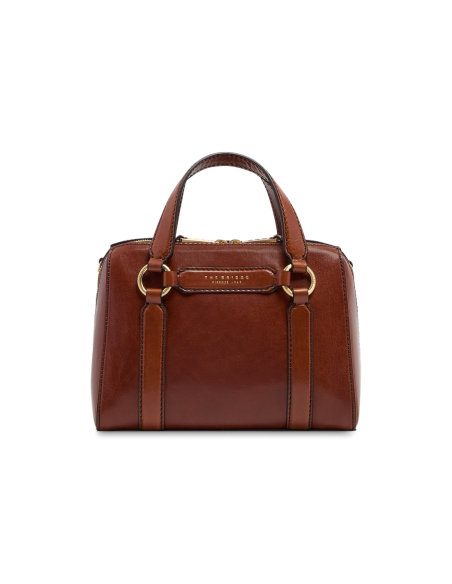 Borsa a mano media in pelle con zip e tracolla The Bridge Laura – Marrone/Oro - foto 1