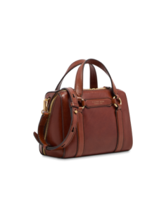 Borsa a mano media in pelle con zip e tracolla The Bridge Laura – Marrone/Oro - foto 1 2