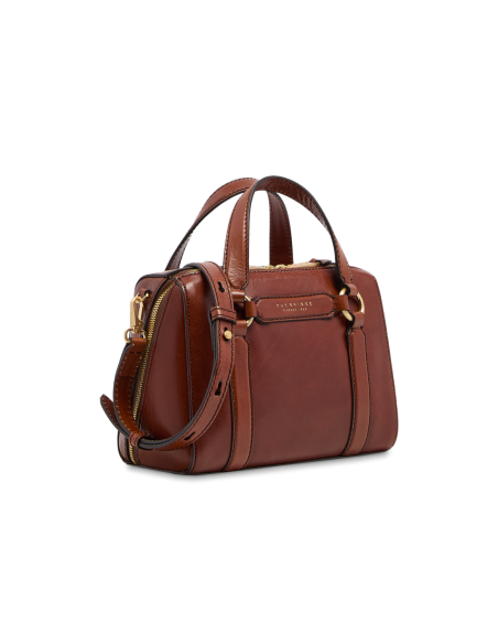 Borsa a mano media in pelle con zip e tracolla The Bridge Laura – Marrone/Oro - foto 2