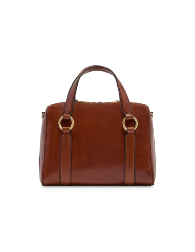 Borsa a mano media in pelle con zip e tracolla The Bridge Laura – Marrone/Oro - foto 3
