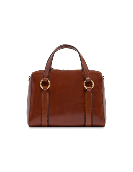 Borsa a mano media in pelle con zip e tracolla The Bridge Laura – Marrone/Oro - foto 3