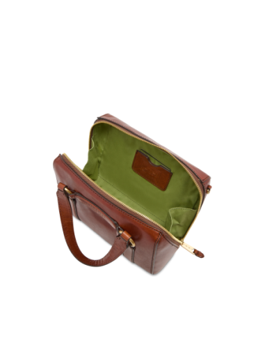 Borsa a mano media in pelle con zip e tracolla The Bridge Laura – Marrone/Oro - foto 4