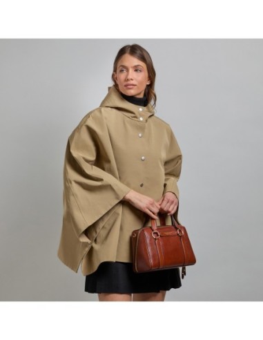 Borsa a mano media in pelle con zip e tracolla The Bridge Laura – Marrone/Oro - foto 6
