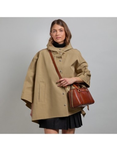Borsa a mano media in pelle con zip e tracolla The Bridge Laura – Marrone/Oro - foto 7