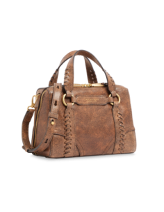 Borsa a mano in pelle cracklé con tracolla The Bridge Laura Wow – Moka/Oro - foto 1 2