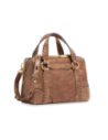Borsa a mano in pelle cracklé con tracolla The Bridge Laura Wow – Moka/Oro