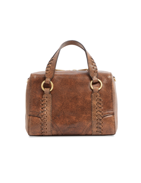 Borsa a mano in pelle cracklé con tracolla The Bridge Laura Wow – Moka/Oro - foto 3
