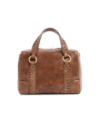 Borsa a mano in pelle cracklé con tracolla The Bridge Laura Wow – Moka/Oro
