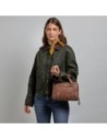 Borsa a mano in pelle cracklé con tracolla The Bridge Laura Wow – Moka/Oro