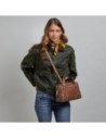 Borsa a mano in pelle cracklé con tracolla The Bridge Laura Wow – Moka/Oro