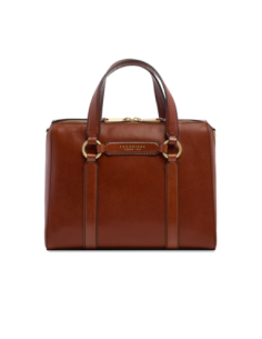 Borsa a mano grande in pelle con zip e tracolla The Bridge Laura – Marrone/Oro - foto 1