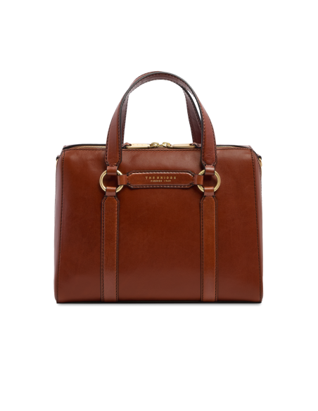 Borsa a mano grande in pelle con zip e tracolla The Bridge Laura – Marrone/Oro - foto 1