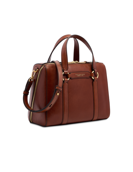 Borsa a mano grande in pelle con zip e tracolla The Bridge Laura – Marrone/Oro - foto 2