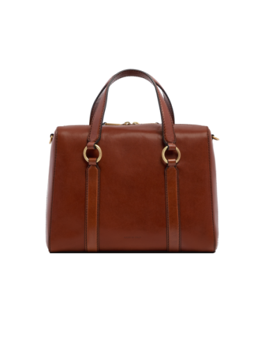 Borsa a mano grande in pelle con zip e tracolla The Bridge Laura – Marrone/Oro - foto 3