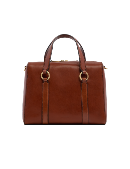Borsa a mano grande in pelle con zip e tracolla The Bridge Laura – Marrone/Oro - foto 3