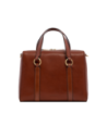 Borsa a mano grande in pelle con zip e tracolla The Bridge Laura – Marrone/Oro