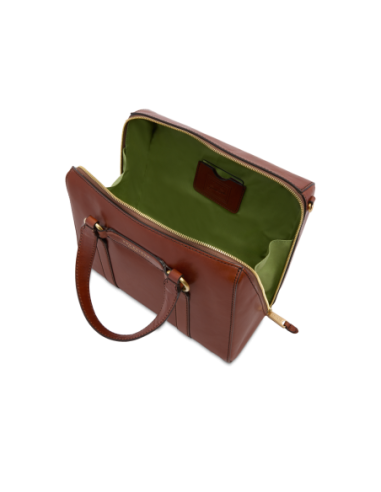 Borsa a mano grande in pelle con zip e tracolla The Bridge Laura – Marrone/Oro - foto 4