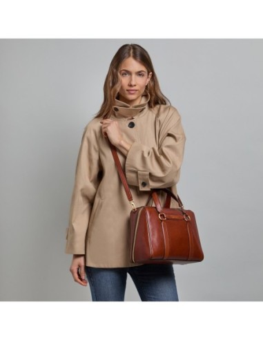 Borsa a mano grande in pelle con zip e tracolla The Bridge Laura – Marrone/Oro - foto 7