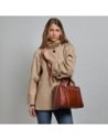 Borsa a mano grande in pelle con zip e tracolla The Bridge Laura – Marrone/Oro