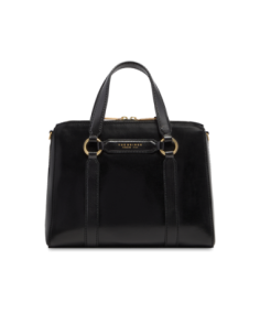 Borsa a mano grande in pelle con zip e tracolla The Bridge Laura – Nero/Oro - foto 1