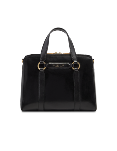 Borsa a mano grande in pelle con zip e tracolla The Bridge Laura – Nero/Oro - foto 1