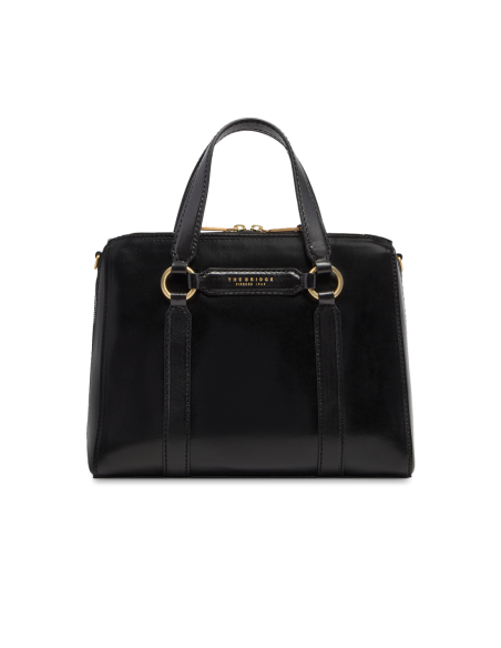 Borsa a mano grande in pelle con zip e tracolla The Bridge Laura – Nero/Oro - foto 1