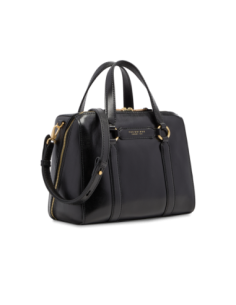 Borsa a mano grande in pelle con zip e tracolla The Bridge Laura – Nero/Oro - foto 1 2