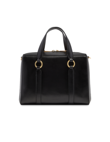 Borsa a mano grande in pelle con zip e tracolla The Bridge Laura – Nero/Oro - foto 3