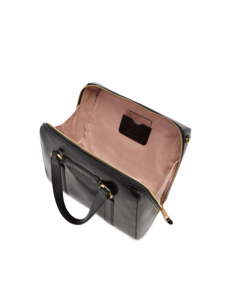 Borsa a mano grande in pelle con zip e tracolla The Bridge Laura – Nero/Oro - foto 4