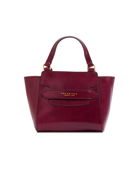 Borsa a mano in pelle con tracolla The Bridge Lucrezia – Barolo/Oro - foto 1