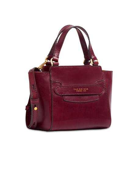Borsa a mano in pelle con tracolla The Bridge Lucrezia – Barolo/Oro - foto 2