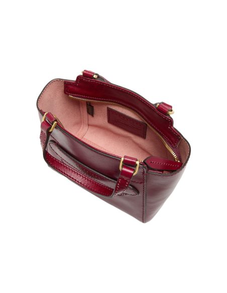 Borsa a mano in pelle con tracolla The Bridge Lucrezia – Barolo/Oro - foto 4